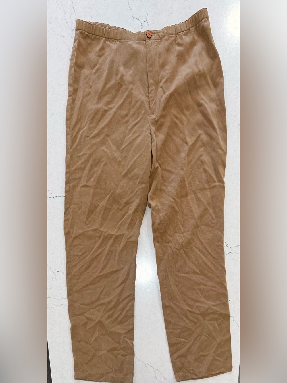 Sigrid Olsen Sport Tan Twill Pants Women's S Regular Elastic Waist Flat Front